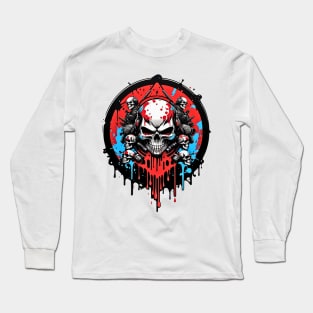 Cyberpunk Skulls Squad futuristic comic pop art poster Long Sleeve T-Shirt